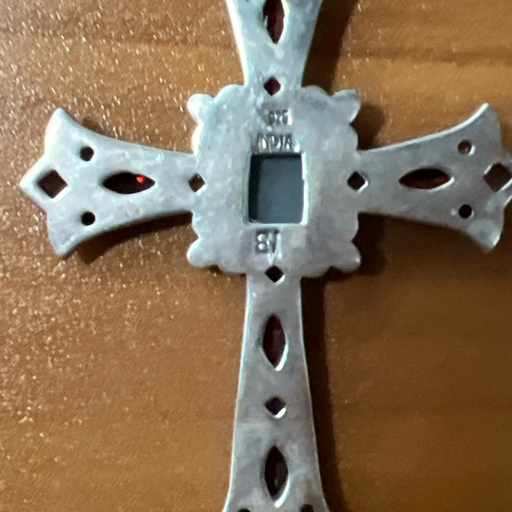Nicky Butler .925 Sterling Silver Druzy Peridot Garnet Citrine Cross Pendant NB - Picture 2 of 4